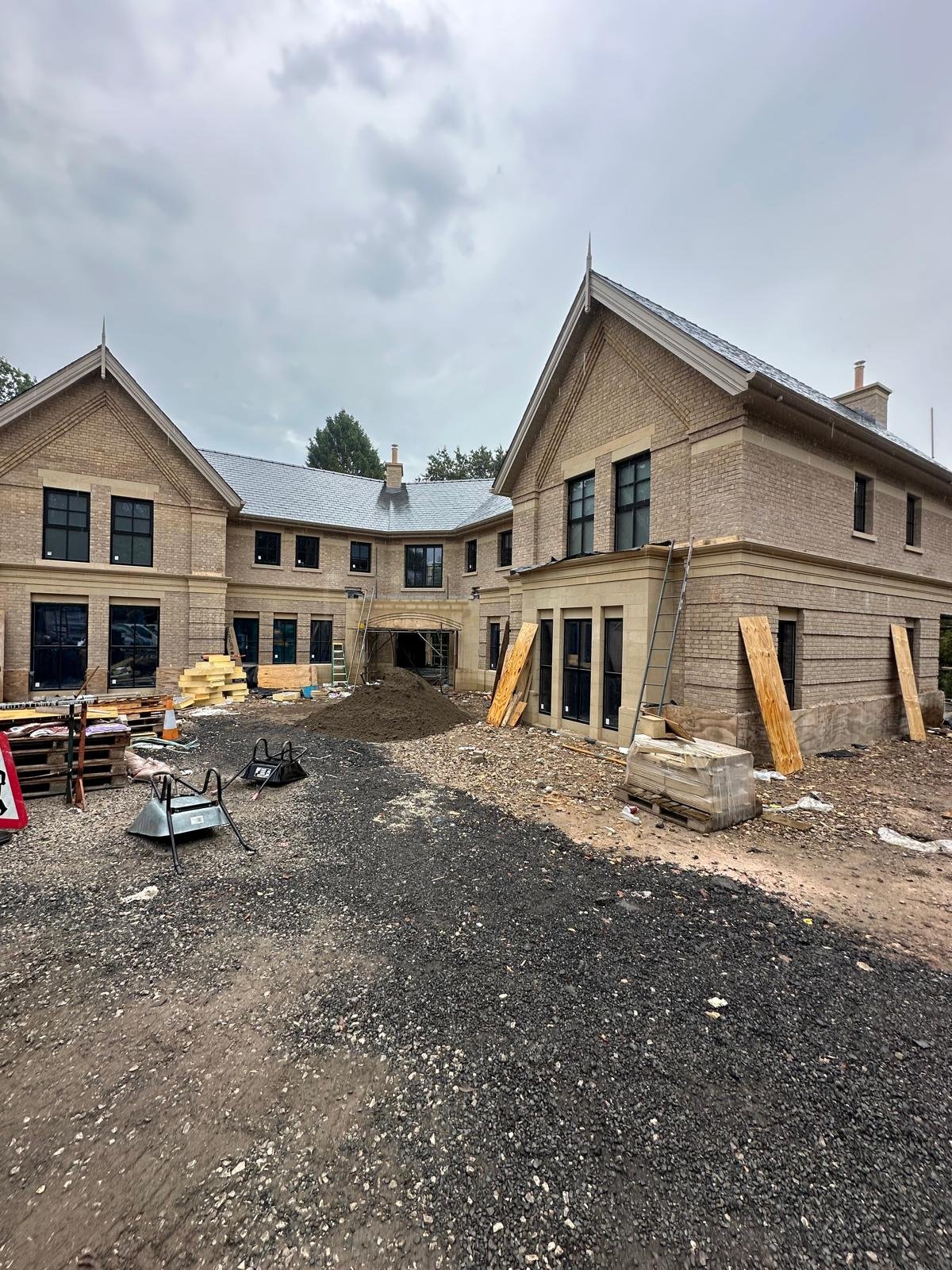 The new build house in Hale, Cheshire, part way through construction